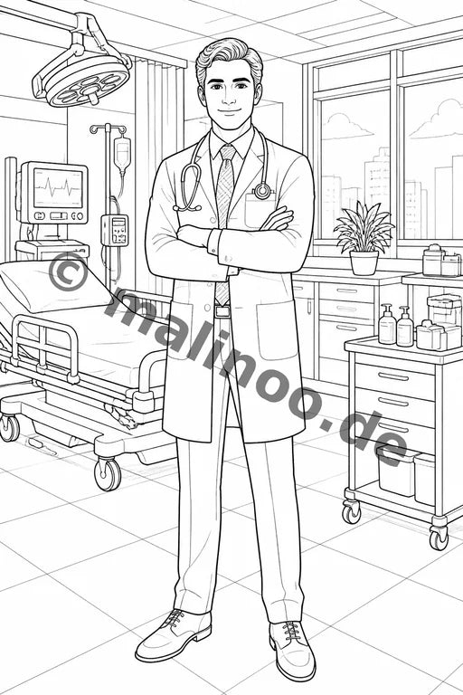 Krankenhaus Malbuch 50 Ausmalbilder gedruckt+lose – Vorschaubild 1
