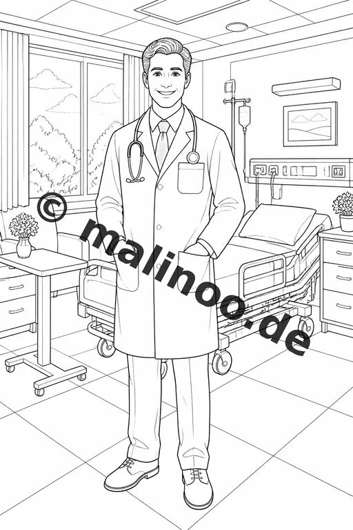 Krankenhaus Malbuch 50 Ausmalbilder gedruckt, ungebunden – Vorschaubild 2