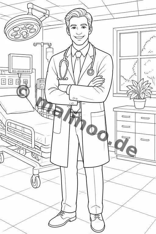Krankenhaus Malbuch 50 Ausmalbilder gedruckt+lose – Vorschaubild 2