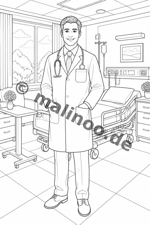 Krankenhaus Malbuch 50 Ausmalbilder gedruckt+lose – Vorschaubild 2