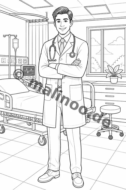 Krankenhaus Malbuch 50 Ausmalbilder gedruckt+lose – Vorschaubild 2