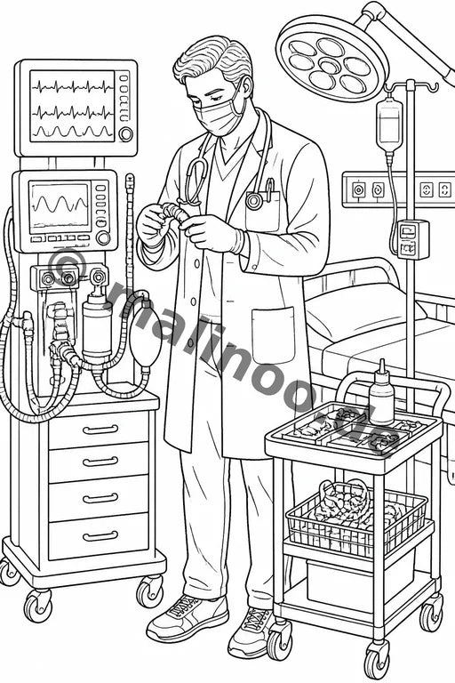 Krankenhaus Malbuch 50 Ausmalbilder gedruckt+lose – Vorschaubild 3