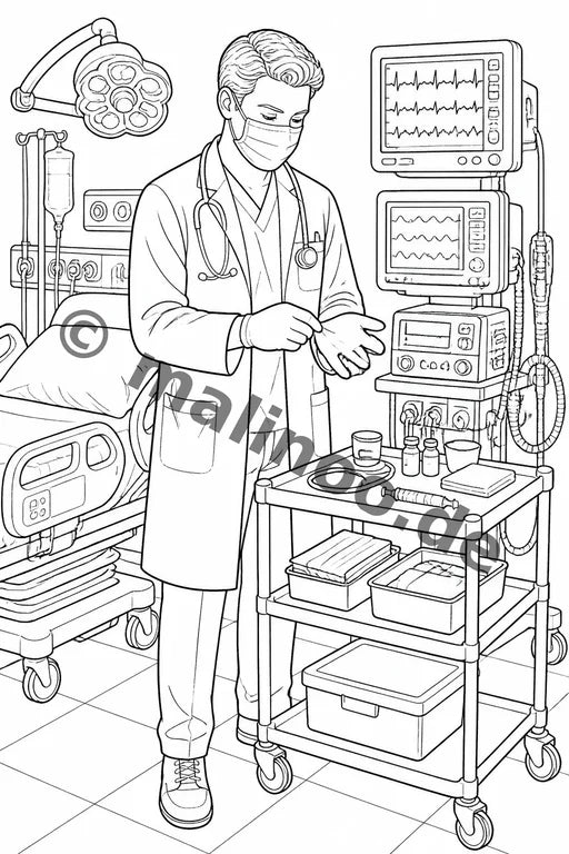 Krankenhaus Malbuch 50 Ausmalbilder gedruckt+lose – Vorschaubild 3