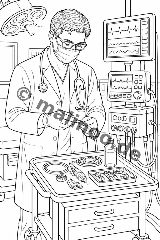 Krankenhaus Malbuch 50 Ausmalbilder gedruckt+lose – Vorschaubild 3