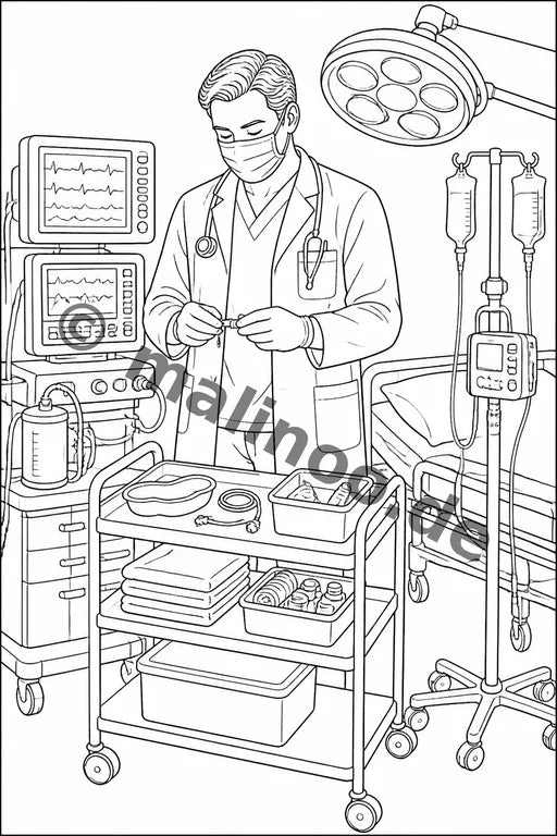 Krankenhaus Malbuch 50 Ausmalbilder gedruckt+lose – Vorschaubild 3