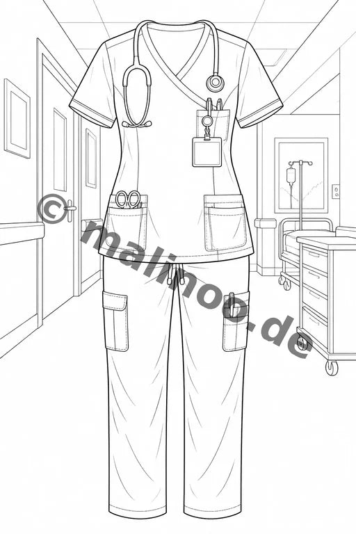 Krankenhaus Malbuch 50 Ausmalbilder gedruckt+lose – Vorschaubild 5