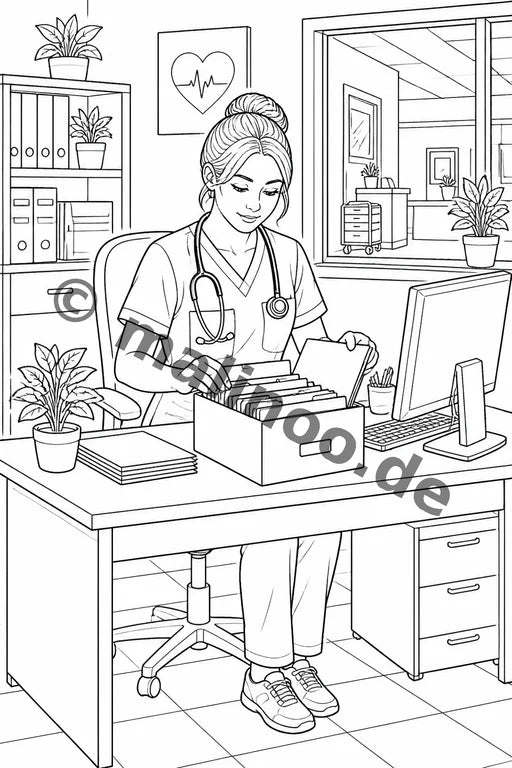 Krankenhaus Malbuch 50 Ausmalbilder gedruckt+lose – Vorschaubild 6