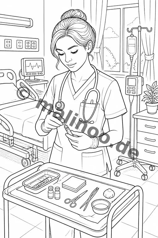 Krankenhaus Malbuch 50 Ausmalbilder gedruckt+lose – Vorschaubild 7