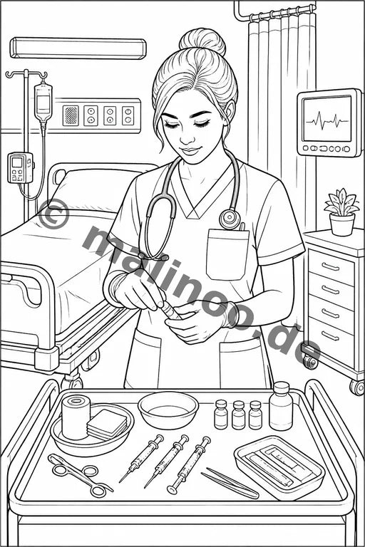Krankenhaus Malbuch 50 Ausmalbilder gedruckt+lose – Vorschaubild 7