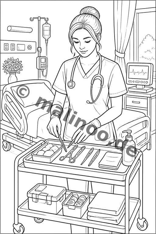 Krankenhaus Malbuch 50 Ausmalbilder gedruckt+lose – Vorschaubild 7