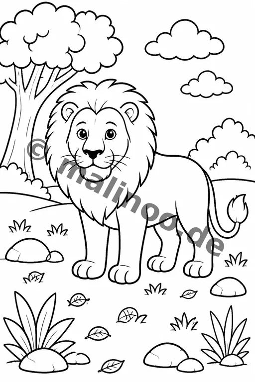 Löwen Malbuch 100 Ausmalbilder PDF Download – Vorschaubild 1