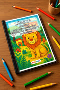 Löwen Malbuch 100 Ausmalbilder gedruckt+gebunden – Mockup-Ansicht