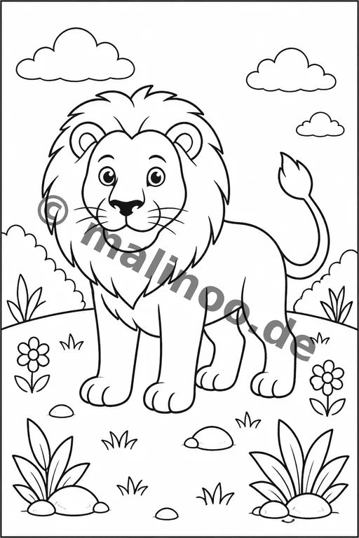 Löwen Malbuch 20 Ausmalbilder PDF Download – Vorschaubild 1
