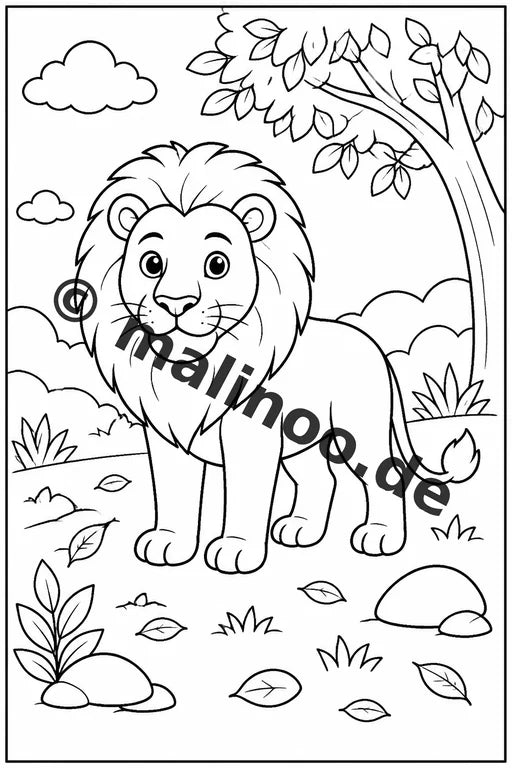 Löwen Malbuch 20 Ausmalbilder PDF Download digital – Vorschaubild 1