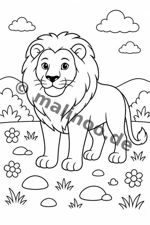 Löwen Malbuch 20 Ausmalbilder PDF Download – Vorschaubild 1