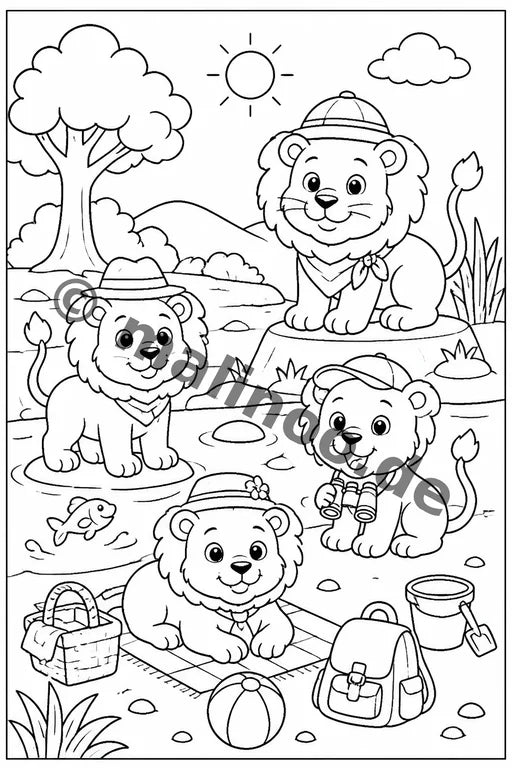 Löwen Malbuch 20 Ausmalbilder PDF Download – Vorschaubild 2