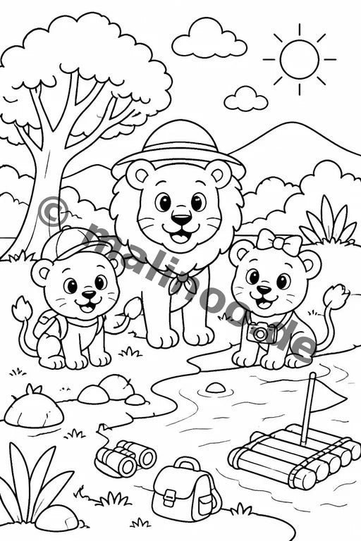 Löwen Malbuch 20 Ausmalbilder PDF Download – Vorschaubild 2