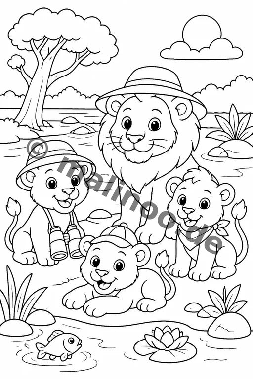 Löwen Malbuch 20 Ausmalbilder PDF Download – Vorschaubild 2