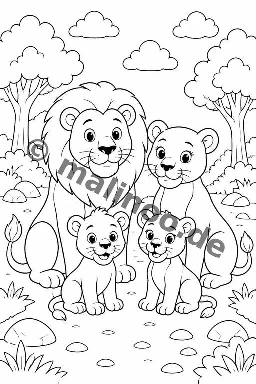 Löwen Malbuch 20 Ausmalbilder PDF Download – Vorschaubild 3