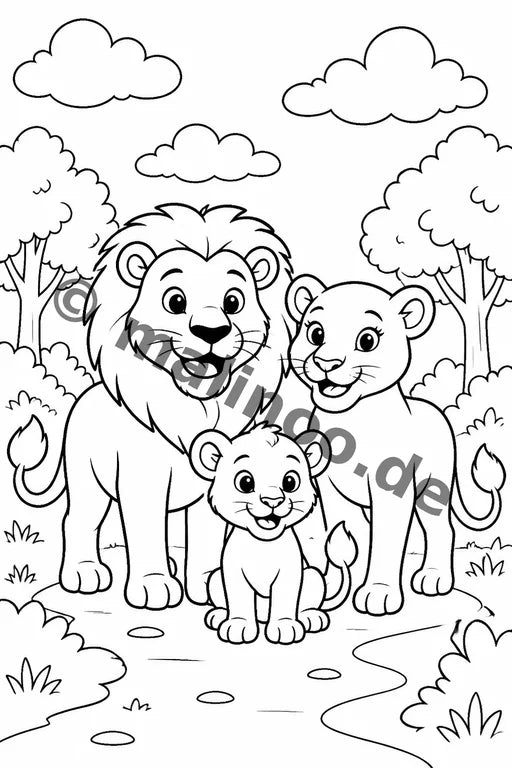 Löwen Malbuch 20 Ausmalbilder PDF Download – Vorschaubild 3