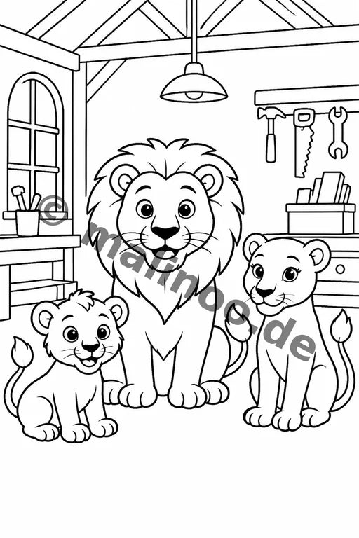 Löwen Malbuch 20 Ausmalbilder PDF Download – Vorschaubild 4