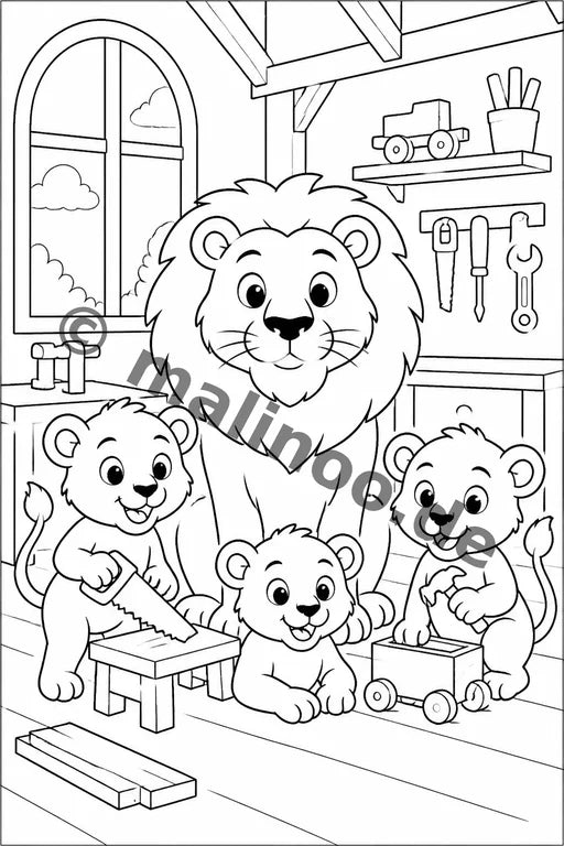 Löwen Malbuch 20 Ausmalbilder PDF Download – Vorschaubild 4