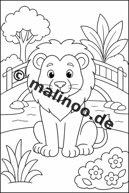 Löwen Malbuch 20 Ausmalbilder PDF Download digital – Vorschaubild 5