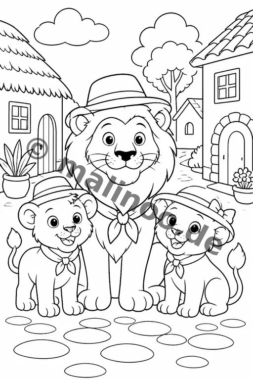 Löwen Malbuch 20 Ausmalbilder PDF Download – Vorschaubild 5