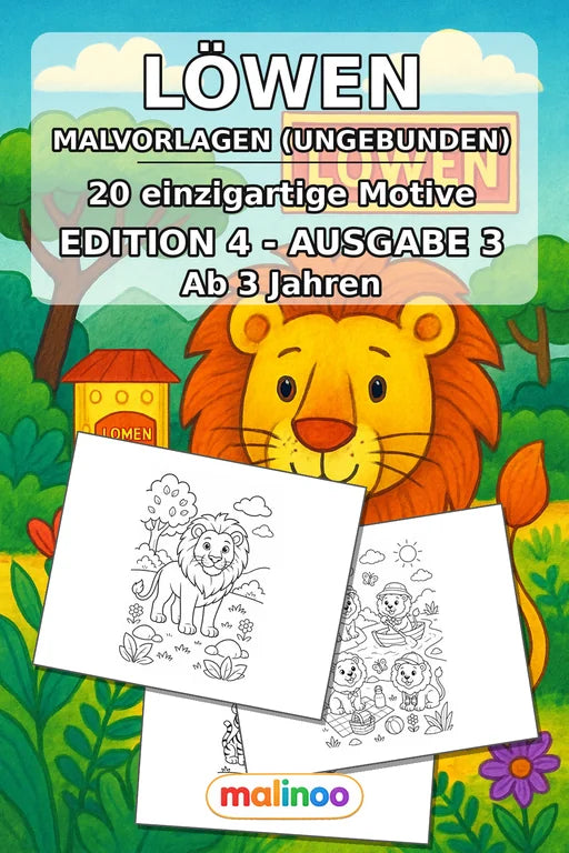 Löwen Malbuch 20 Ausmalbilder gedruckt+lose – Cover