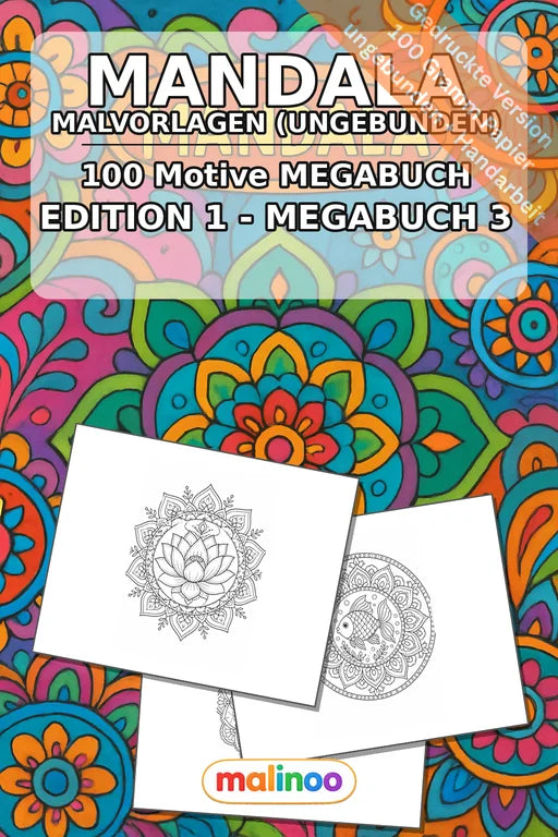 Mandala Malbuch 100 Ausmalbilder gedruckt, ungebunden – Cover