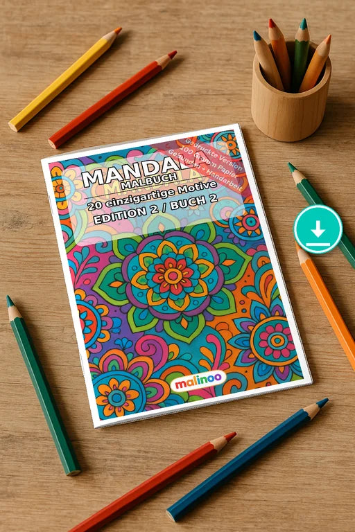 Mandala Malbuch 20 Ausmalbilder PDF Download digital – Mockup-Ansicht