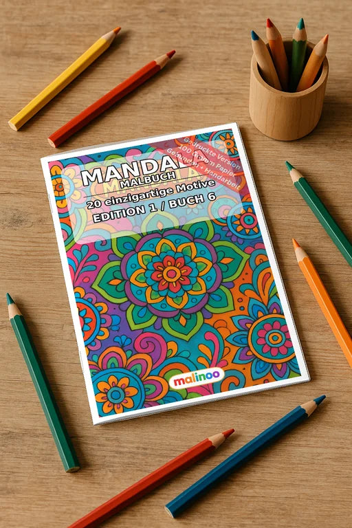 Mandala Malbuch 20 Ausmalbilder gedruckt und gebunden – Mockup-Ansicht