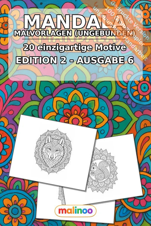 Mandala Malbuch 20 Ausmalbilder gedruckt, ungebunden – Cover