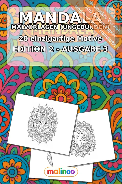 Mandala Malbuch 20 Ausmalbilder gedruckt, ungebunden – Cover