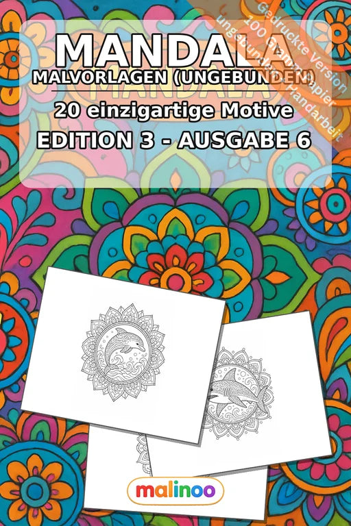 Mandala Malbuch 20 Ausmalbilder gedruckt, ungebunden – Cover