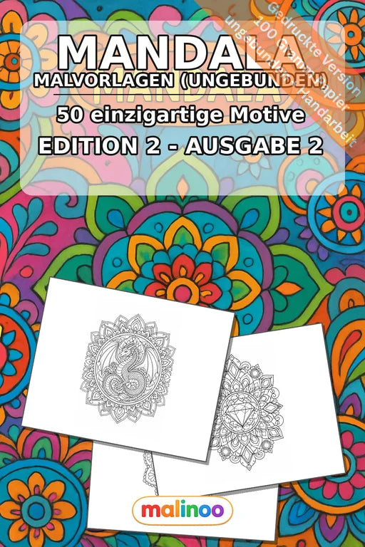 Mandala Malbuch 50 Ausmalbilder gedruckt, ungebunden – Cover