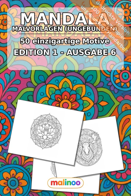 Mandala Malbuch 50 Ausmalbilder gedruckt, ungebunden – Cover