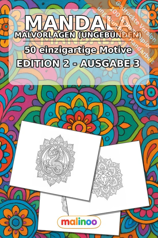Mandala Malbuch 50 Ausmalbilder gedruckt, ungebunden – Cover
