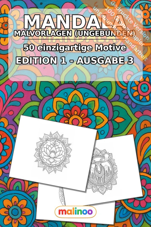 Mandala Malbuch 50 Ausmalbilder gedruckt, ungebunden – Cover