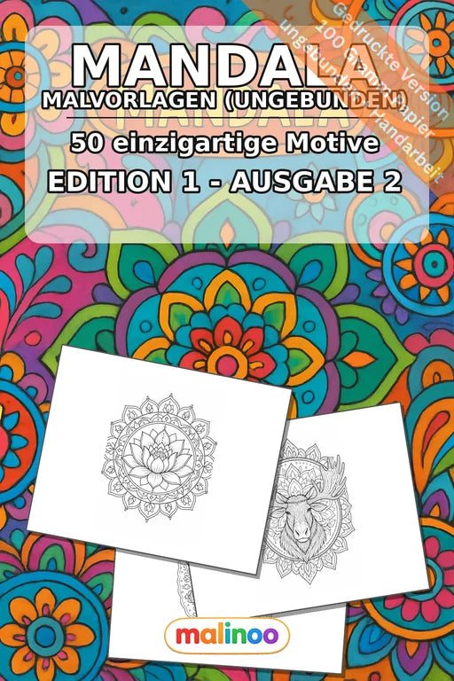 Mandala Malbuch 50 Ausmalbilder gedruckt, ungebunden – Cover