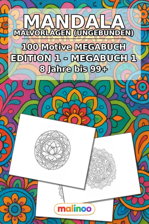 Mandalas Malbuch 100 Ausmalbilder gedruckt+lose – Cover