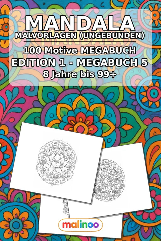 Mandalas Malbuch 100 Ausmalbilder gedruckt+lose – Cover