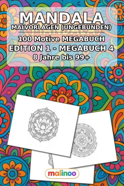 Mandalas Malbuch 100 Ausmalbilder gedruckt+lose – Cover