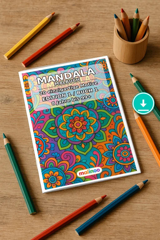 Mandalas Malbuch 20 Ausmalbilder PDF Download – Mockup-Ansicht