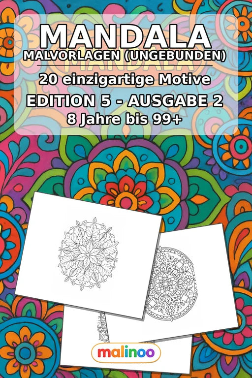 Mandalas Malbuch 20 Ausmalbilder gedruckt+lose – Cover