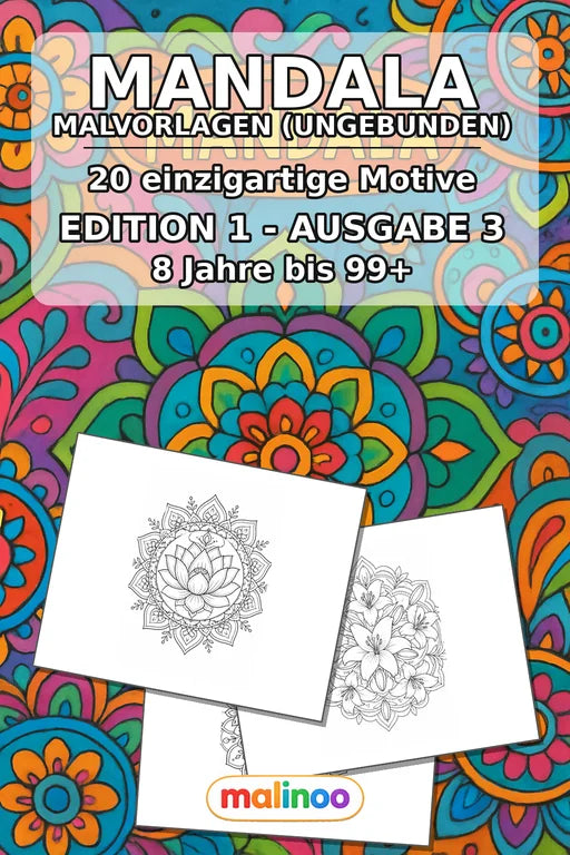 Mandalas Malbuch 20 Ausmalbilder gedruckt+lose – Cover