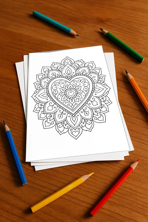 Mandalas Malbuch 20 Ausmalbilder gedruckt+lose – Mockup-Ansicht