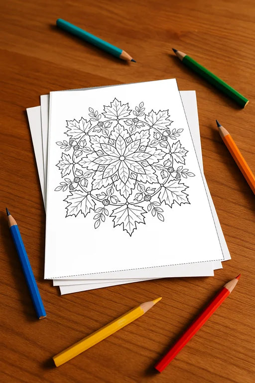 Mandalas Malbuch 20 Ausmalbilder gedruckt+lose – Mockup-Ansicht
