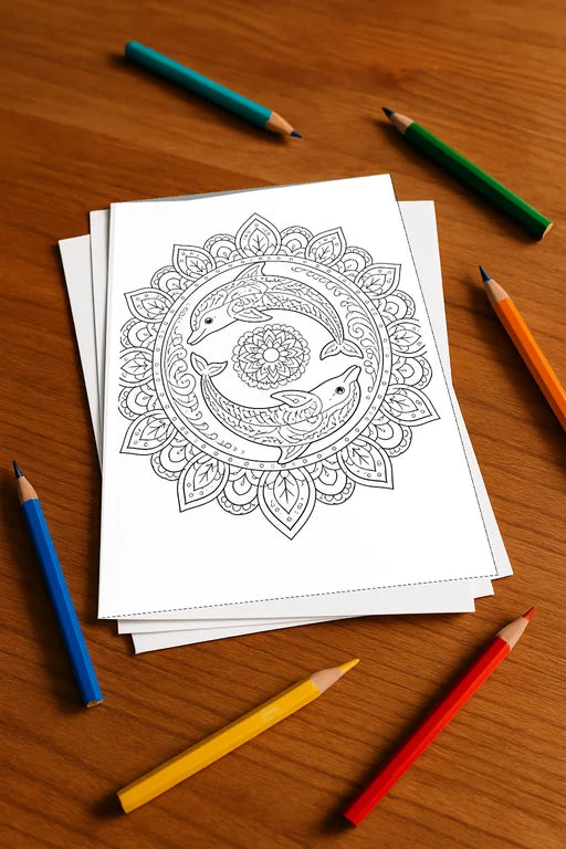 Mandalas Malbuch 20 Ausmalbilder gedruckt+lose – Mockup-Ansicht