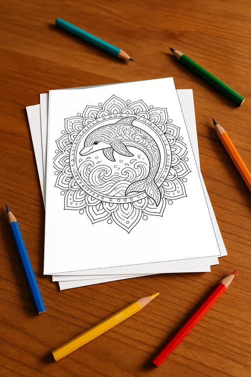 Mandalas Malbuch 20 Ausmalbilder gedruckt+lose – Mockup-Ansicht